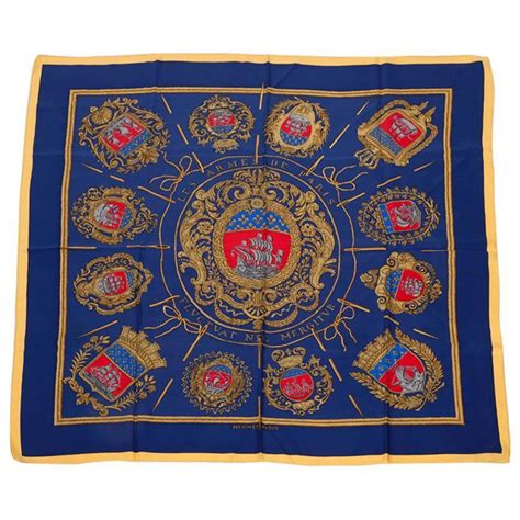 Rare Hermes Les Armes De Paris Silk Twill Carre Scarf 